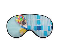 French Bulldog Dog in A Bathtub Sleep Mask Behind Shower Curtain Blindfold for Sleeping Elastic Blackout Eye Mask Cover for Full Night's Sleep Travel and Nap