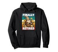 French Bulldog Dog Lover Gnome For Retro Dad Finally Retired Pullover Hoodie