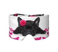 French Bulldog Dog Valentines Rose, Full Eye Covers Light Blocking Eye Mask Sleep Eye and Ear Muffs