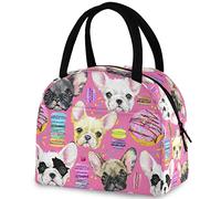 French Bulldog Donuts Reusable Lunch Tote Bag Insulated Thermal Cooler Container Bag for Back to School Work Picnic Travel Fishing Beach