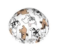 French Bulldog Double Layer Waterproof Shower Cap For Women, Reusable Bath Hat With Elastic Band, Keep Hair Dry For Shower And Skincare