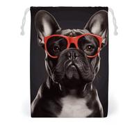 French Bulldog Drawstring Storage Bag, Reusable & Stylish Jewelry Pouch, Small Canvas Storage Bag for Travel, Jewelry, Gift, 20 * 25cm