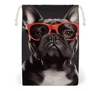 French Bulldog Drawstring Storage Bag, Reusable & Stylish Jewelry Pouch, Small Canvas Storage Bag for Travel, Jewelry, Gift, 12 * 18cm