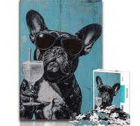 French Bulldog Drinking 1000 Piece Jigsaw Puzzle for Adults And Teenagers,Fun Games Every Piece Is Unique - Challenging Family Fun Game (75x50cm)