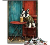 French Bulldog Drinking A Beverage 1000 Pieces Jigsaw Puzzles for Adults And Teens, Staycation Kill Time Birthday Present, Gifts, Wall Art for 14+ (size 50x75cm)