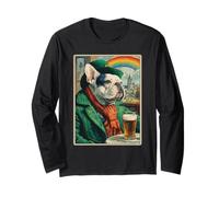French Bulldog Drinking Beer St Patricks Day Frenchie Dog Long Sleeve T-Shirt