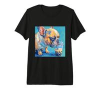 French Bulldog Drinking Boba Tea Watercolor Puppy Premium T-Shirt