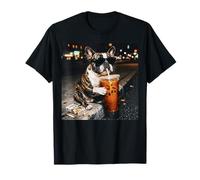 French Bulldog Drinking Coffee Smoking Cigarette Funny Meme T-Shirt