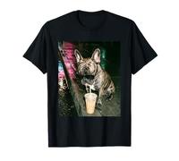 French Bulldog Drinking Iced Coffee, Frenchie Meme Photo T-Shirt