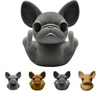 French Bulldog Duck,Finger French Bulldog Duck,French Bulldog Duck Resin Statue,Frenchie Duck,Animal Duck,Funny Figurines Ornaments for Home and Garden Outdoor Decorations (Grey, Middle Finger)