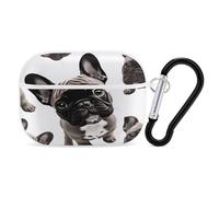French Bulldog Earbuds Organizer Shockproof Protective Airpods Pro Cover with Carabiner Clip Anti Fall Carrying Earphone Case Cover for Airpods Pro 2nd Generation White
