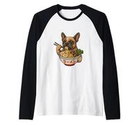 French Bulldog Eating Ramen Bowl Raglan Baseball Tee