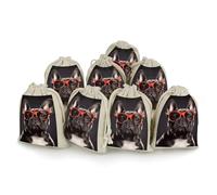 French Bulldog Empty Sachet Bags 8 PCS Cotton with Drawstring Small Cloth Gift Pouches 6.7x4.9 Inch Drawstring for Spice Tea Jewelry Wedding Party