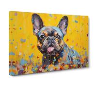 French Bulldog Expressionism Canvas Print | Gallery Wrapped 30mm Frame Wall Art | 30x20 inches | Ready to Hang | French Animal Picture | Living Room Bedroom Lounge Office