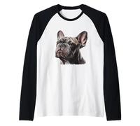 French Bulldog Face Frenchie Dog Portrait Raglan Baseball Tee