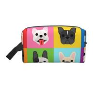 French Bulldog Faces Background Pop ArtMakeup Trave Bag for Women,Cosmetic Large Capacity Organizer