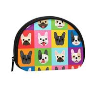 French Bulldog Faces Background Pop ArtSmall Makeup Sanitary Napkin Storage Bag,Women's Cosmetic Coin Purse