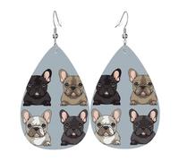 French Bulldog Faux Leather Teardrop Earrings, Fashion Lightweight Drop Dangle Earrings Leather Earrings For Women Weddings, Parties, Ceremonies, Banquets, Gifts