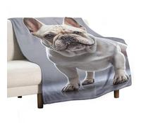 French Bulldog Flannel Throw Blanket - 40"x60" Soft Lightweight Plush Blanket for Couch Bed Sofa, Oversized Camping Travel Blankets, Machine Washable Home Decor Gift for Men Women