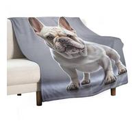 French Bulldog Flannel Throw Blanket - 50"x60" Soft Lightweight Plush Blanket for Couch Bed Sofa, Oversized Camping Travel Blankets, Machine Washable Home Decor Gift for Men Women
