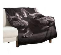 French Bulldog Flannel Throw Blanket - 60"x80" Soft Lightweight Plush Blanket for Couch Bed Sofa, Oversized Camping Travel Blankets, Machine Washable Home Decor Gift for Men Women