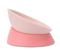 French Bulldog Food Bowl- Slanted Tilted Pug Food Water Bowl,Cat Bowl- Feeder for Frenchie/Shih Tzu/Flat Faced Small Dogs/Puppies/Cats (Pink, 2 Cup)