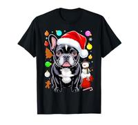 French Bulldog Frenchie Dog with a Christmas Hat T-Shirt