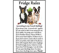 French Bulldog (Frenchie) Gift - Fridge Rules - Large Fun flexible Fridge Magnet- size 16cms x 10 cms (approx. 6" x4")