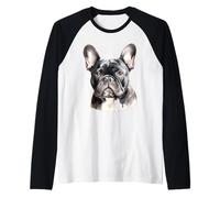 French Bulldog Frenchie Portrait Raglan Baseball Tee