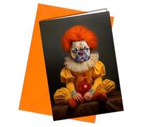 French Bulldog Funny Dog Birthday Card - Cute Dog Fathers Day Card - Halloween Greeting Card from the Dog in Dressed as Pennywise from IT movie #168g