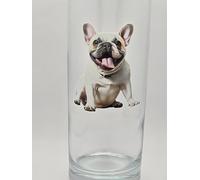 French Bulldog Glass. Dog Breed Drinking Glass Tumbler. White French Bulldog