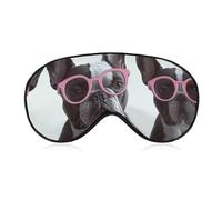 French Bulldog Glasses Sleep Mask Soft Comfortable Eye Mask with Adjustable Strap Eye Cover Eye Shade for Men Women Work Travel