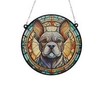 French Bulldog Grey Stained Glass Effect Suncatcher Gift for Dog Lovers - 19cm
