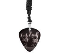 French Bulldog Guitar Pick Necklace Exquisite Titanium Steel Personalized Necklaces Cool Pendant Necklaces Fashion Guitar Pick Holder Necklace Unique Gifts for Adult