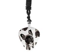 French Bulldog Guitar Pick Necklace Exquisite Titanium Steel Personalized Necklaces Cool Pendant Necklaces Fashion Guitar Pick Holder Necklace Unique Gifts for Adult