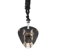 French Bulldog Guitar Pick Necklace Exquisite Titanium Steel Personalized Necklaces Cool Pendant Necklaces Fashion Guitar Pick Holder Necklace Unique Gifts for Adult