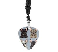 French Bulldog Guitar Pick Necklace Exquisite Titanium Steel Personalized Necklaces Cool Pendant Necklaces Fashion Guitar Pick Holder Necklace Unique Gifts for Adult