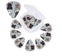 french bulldog Guitar Picks 12 Pack 3 Different Thickness Celluloid Guitar Plectrums with Guitar Pick Storage Box Personalized Guitar Pick for Acoustic Guitar Picks
