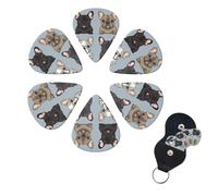 french bulldog Guitar Picks 6 Pack 3 Different Thickness Celluloid Guitar Plectrums with Guitar Pick Holder Personalized Guitar Pick for Acoustic Guitar, Electric Guitar, Bass, Ukulele