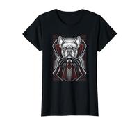 French Bulldog Halloween Dracula Vampire Value Graphic T-Shirt, Women, Black, M