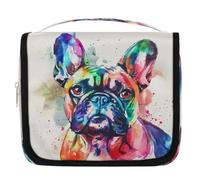 French Bulldog Hanging Toiletry Bag Travel Wash Bag Cosmetic Makeup Accessories Organizer Waterproof Shower Bag Beauty Pouch for Women Girls Kids Watercolor Dog Pattern Gift