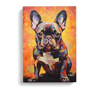 French Bulldog Hard Edge Painting No.2 Canvas Print | Gallery Wrapped 30mm Frame Wall Art | 30x20 inches | Ready to Hang | French Animal Picture | Living Room Bedroom Lounge Office