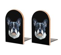 French Bulldog Head Cute Wooden Book Ends