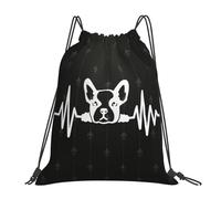 French Bulldog Heartbeat Men Women Drawstring Bag Durable Drawstring Backpack Lightweight Gym Sack For Travel Football Picnic