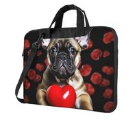 French Bulldog Holding Laptop Bag Shockproof Computer Carrying Case with Shoulder Strap Messenger Shoulder Bag Briefcase 14 inch