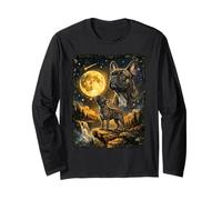 French Bulldog Howling At Moon Funny Long Sleeve T-Shirt