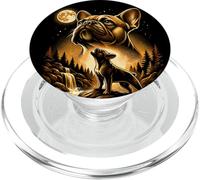 French Bulldog Howling At The Full Bright Moon | Funny Retro PopSockets PopGrip for MagSafe