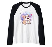 French Bulldog Howling at the Moon Kawaii Dog Breed Lover Raglan Baseball Tee