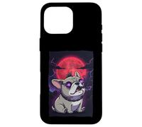 French Bulldog Howling at the Moon Mystic Sci Fi Night Case for iPhone 16 Pro Max