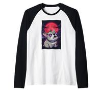 French Bulldog Howling at The Moon Mystic Sci Fi Night Raglan Baseball Tee